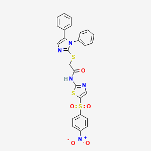 molecular formula C26H19N5O5S3 B4313952 2-[(15-DIPHENYL-1H-IMIDAZOL-2-YL)SULFANYL]-N-[5-(4-NITROBENZENESULFONYL)-13-THIAZOL-2-YL]ACETAMIDE 