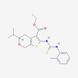 molecular formula C21H26N2O3S2 B431397 ethyl 5-isopropyl-2-[(2-toluidinocarbothioyl)amino]-4,7-dihydro-5H-thieno[2,3-c]pyran-3-carboxylate 