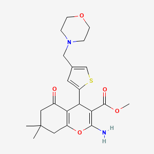 molecular formula C22H28N2O5S B4313984 METHYL 2-AMINO-7,7-DIMETHYL-4-{4-[(MORPHOLIN-4-YL)METHYL]THIOPHEN-2-YL}-5-OXO-5,6,7,8-TETRAHYDRO-4H-CHROMENE-3-CARBOXYLATE 