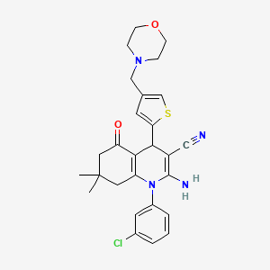 2-AMINO-1-(3-CHLOROPHENYL)-7,7-DIMETHYL-4-[4-(MORPHOLINOMETHYL)-2-THIENYL]-5-OXO-1,4,5,6,7,8-HEXAHYDRO-3-QUINOLINECARBONITRILE