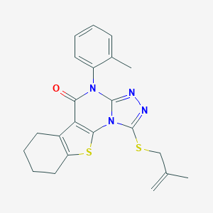 molecular formula C22H22N4OS2 B431405 4-(2-methylphenyl)-1-[(2-methylprop-2-en-1-yl)sulfanyl]-6,7,8,9-tetrahydro[1]benzothieno[3,2-e][1,2,4]triazolo[4,3-a]pyrimidin-5(4H)-one 