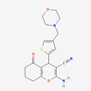 molecular formula C19H21N3O3S B4314076 2-AMINO-4-{4-[(MORPHOLIN-4-YL)METHYL]THIOPHEN-2-YL}-5-OXO-5,6,7,8-TETRAHYDRO-4H-CHROMENE-3-CARBONITRILE 