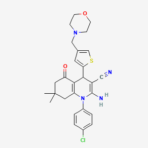 molecular formula C27H29ClN4O2S B4314086 2-AMINO-1-(4-CHLOROPHENYL)-7,7-DIMETHYL-4-[4-(MORPHOLINOMETHYL)-2-THIENYL]-5-OXO-1,4,5,6,7,8-HEXAHYDRO-3-QUINOLINECARBONITRILE 