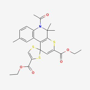 diethyl 6'-acetyl-5',5',9'-trimethyl-5',6'-dihydrospiro[1,3-dithiole-2,1'-thiopyrano[2,3-c]quinoline]-3',4-dicarboxylate