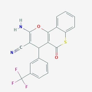 molecular formula C20H11F3N2O2S B4314167 2-amino-5-oxo-4-[3-(trifluoromethyl)phenyl]-4H,5H-thiochromeno[4,3-b]pyran-3-carbonitrile 