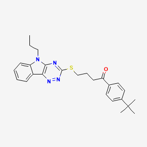 1-(4-Tert-butylphenyl)-4-({5-propyl-5H-[1,2,4]triazino[5,6-B]indol-3-YL}sulfanyl)butan-1-one