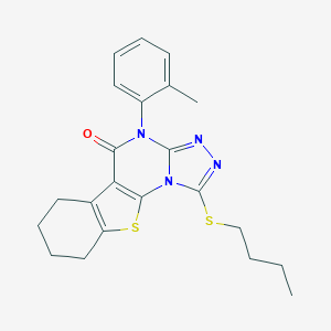 molecular formula C22H24N4OS2 B431419 1-(butylsulfanyl)-4-(2-methylphenyl)-6,7,8,9-tetrahydro[1]benzothieno[3,2-e][1,2,4]triazolo[4,3-a]pyrimidin-5(4H)-one 