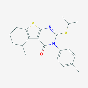 molecular formula C21H24N2OS2 B431422 2-(isopropylsulfanyl)-5-methyl-3-(4-methylphenyl)-5,6,7,8-tetrahydro[1]benzothieno[2,3-d]pyrimidin-4(3H)-one 