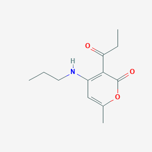 molecular formula C12H17NO3 B4314235 6-methyl-3-propionyl-4-(propylamino)-2H-pyran-2-one 