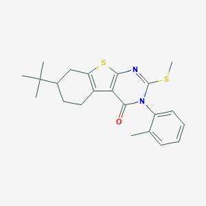 molecular formula C22H26N2OS2 B431427 7-tert-butyl-3-(2-methylphenyl)-2-(methylsulfanyl)-5,6,7,8-tetrahydro[1]benzothieno[2,3-d]pyrimidin-4(3H)-one 
