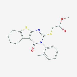 Methyl {[3-(2-methylphenyl)-4-oxo-3,4,5,6,7,8-hexahydro[1]benzothieno[2,3-d]pyrimidin-2-yl]sulfanyl}acetate