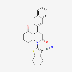 2-[4-(2-NAPHTHYL)-2,5-DIOXO-3,4,5,6,7,8-HEXAHYDRO-1(2H)-QUINOLINYL]-4,5,6,7-TETRAHYDRO-1-BENZOTHIOPHEN-3-YL CYANIDE