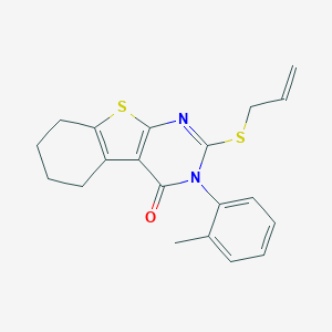 molecular formula C20H20N2OS2 B431434 3-(2-methylphenyl)-2-(prop-2-en-1-ylsulfanyl)-5,6,7,8-tetrahydro[1]benzothieno[2,3-d]pyrimidin-4(3H)-one 