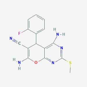 4,7-DIAMINO-5-(2-FLUOROPHENYL)-2-(METHYLSULFANYL)-5H-PYRANO[2,3-D]PYRIMIDIN-6-YL CYANIDE