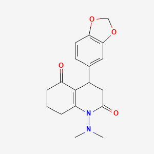 4-(1,3-BENZODIOXOL-5-YL)-1-(DIMETHYLAMINO)-4,6,7,8-TETRAHYDRO-2,5(1H,3H)-QUINOLINEDIONE