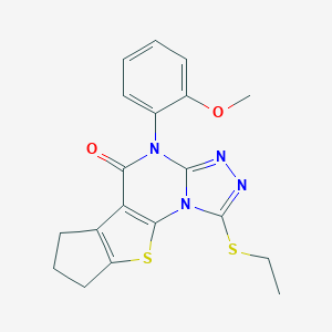 molecular formula C19H18N4O2S2 B431437 1-(ethylsulfanyl)-4-(2-methoxyphenyl)-7,8-dihydro-6H-cyclopenta[4,5]thieno[3,2-e][1,2,4]triazolo[4,3-a]pyrimidin-5(4H)-one 