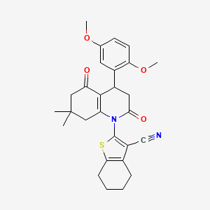 2-[4-(2,5-DIMETHOXYPHENYL)-7,7-DIMETHYL-2,5-DIOXO-1,2,3,4,5,6,7,8-OCTAHYDROQUINOLIN-1-YL]-4,5,6,7-TETRAHYDRO-1-BENZOTHIOPHENE-3-CARBONITRILE