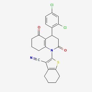 molecular formula C24H20Cl2N2O2S B4314383 2-[4-(2,4-DICHLOROPHENYL)-2,5-DIOXO-3,4,5,6,7,8-HEXAHYDRO-1(2H)-QUINOLINYL]-4,5,6,7-TETRAHYDRO-1-BENZOTHIOPHEN-3-YL CYANIDE 