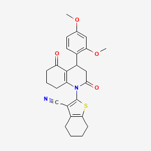 molecular formula C26H26N2O4S B4314384 2-[4-(2,4-DIMETHOXYPHENYL)-2,5-DIOXO-1,2,3,4,5,6,7,8-OCTAHYDROQUINOLIN-1-YL]-4,5,6,7-TETRAHYDRO-1-BENZOTHIOPHENE-3-CARBONITRILE 