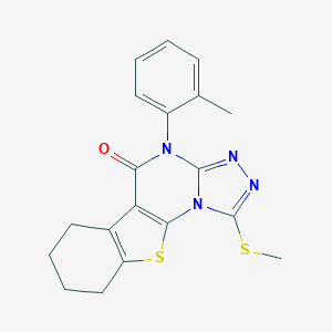 molecular formula C19H18N4OS2 B431441 4-(2-methylphenyl)-1-(methylsulfanyl)-6,7,8,9-tetrahydro[1]benzothieno[3,2-e][1,2,4]triazolo[4,3-a]pyrimidin-5(4H)-one 