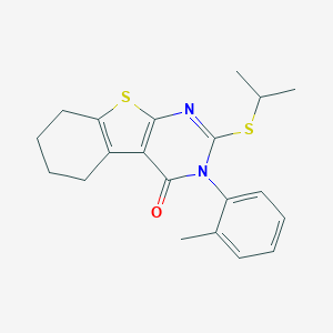 molecular formula C20H22N2OS2 B431442 3-(2-methylphenyl)-2-(propan-2-ylsulfanyl)-5,6,7,8-tetrahydro[1]benzothieno[2,3-d]pyrimidin-4(3H)-one 