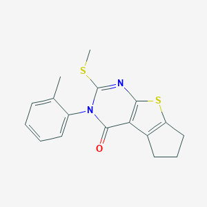 molecular formula C17H16N2OS2 B431444 3-(2-methylphenyl)-2-(methylsulfanyl)-3,5,6,7-tetrahydro-4H-cyclopenta[4,5]thieno[2,3-d]pyrimidin-4-one 