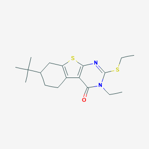 molecular formula C18H26N2OS2 B431446 7-tert-butyl-3-ethyl-2-(ethylsulfanyl)-5,6,7,8-tetrahydro[1]benzothieno[2,3-d]pyrimidin-4(3H)-one 