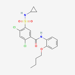 molecular formula C20H22Cl2N2O4S B4314473 N-(2-butoxyphenyl)-2,4-dichloro-5-(cyclopropylsulfamoyl)benzamide 