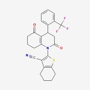 2-{2,5-dioxo-4-[2-(trifluoromethyl)phenyl]-3,4,5,6,7,8-hexahydroquinolin-1(2H)-yl}-4,5,6,7-tetrahydro-1-benzothiophene-3-carbonitrile