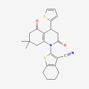 molecular formula C24H24N2O2S2 B4314489 2-[7,7-DIMETHYL-2,5-DIOXO-4-(THIOPHEN-2-YL)-1,2,3,4,5,6,7,8-OCTAHYDROQUINOLIN-1-YL]-4,5,6,7-TETRAHYDRO-1-BENZOTHIOPHENE-3-CARBONITRILE 