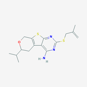 molecular formula C16H21N3OS2 B431449 2-[(2-methylprop-2-en-1-yl)sulfanyl]-6-(propan-2-yl)-5,8-dihydro-6H-pyrano[4',3':4,5]thieno[2,3-d]pyrimidin-4-amine 
