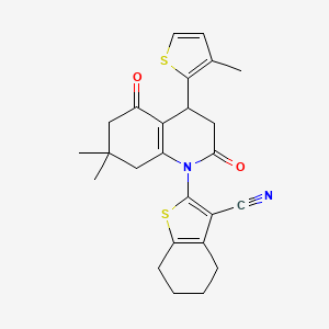 2-[7,7-DIMETHYL-4-(3-METHYLTHIOPHEN-2-YL)-2,5-DIOXO-1,2,3,4,5,6,7,8-OCTAHYDROQUINOLIN-1-YL]-4,5,6,7-TETRAHYDRO-1-BENZOTHIOPHENE-3-CARBONITRILE