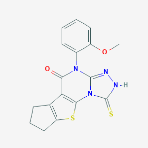 molecular formula C17H14N4O2S2 B431450 4-(2-methoxyphenyl)-1-sulfanyl-7,8-dihydro-6H-cyclopenta[4,5]thieno[3,2-e][1,2,4]triazolo[4,3-a]pyrimidin-5(4H)-one 