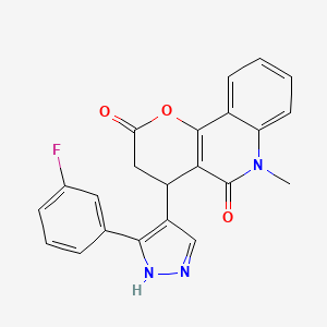 4-[3-(3-fluorophenyl)-1H-pyrazol-4-yl]-6-methyl-4,6-dihydro-2H-pyrano[3,2-c]quinoline-2,5(3H)-dione