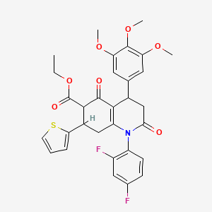 ETHYL 1-(2,4-DIFLUOROPHENYL)-2,5-DIOXO-7-(2-THIENYL)-4-(3,4,5-TRIMETHOXYPHENYL)-1,2,3,4,5,6,7,8-OCTAHYDRO-6-QUINOLINECARBOXYLATE