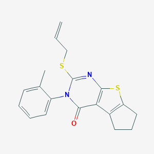 molecular formula C19H18N2OS2 B431454 2-(allylsulfanyl)-3-(2-methylphenyl)-3,5,6,7-tetrahydro-4H-cyclopenta[4,5]thieno[2,3-d]pyrimidin-4-one 