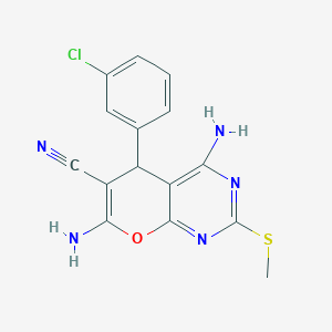 4,7-DIAMINO-5-(3-CHLOROPHENYL)-2-(METHYLSULFANYL)-5H-PYRANO[2,3-D]PYRIMIDIN-6-YL CYANIDE