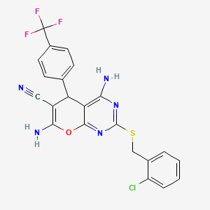 4,7-DIAMINO-2-{[(2-CHLOROPHENYL)METHYL]SULFANYL}-5-[4-(TRIFLUOROMETHYL)PHENYL]-5H-PYRANO[2,3-D]PYRIMIDINE-6-CARBONITRILE