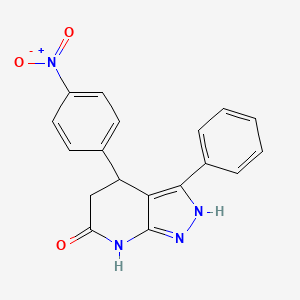 molecular formula C18H14N4O3 B4314584 4-(4-NITROPHENYL)-3-PHENYL-1H,4H,5H,6H,7H-PYRAZOLO[3,4-B]PYRIDIN-6-ONE 