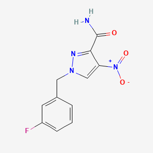 1-[(3-FLUOROPHENYL)METHYL]-4-NITRO-1H-PYRAZOLE-3-CARBOXAMIDE