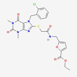 ETHYL 5-{[(2-{[7-(2-CHLOROBENZYL)-1,3-DIMETHYL-2,6-DIOXO-2,3,6,7-TETRAHYDRO-1H-PURIN-8-YL]SULFANYL}ACETYL)AMINO]METHYL}-2-FUROATE