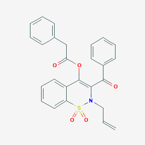 molecular formula C26H21NO5S B431462 2-allyl-3-benzoyl-1,1-dioxido-2H-1,2-benzothiazin-4-yl phenylacetate 