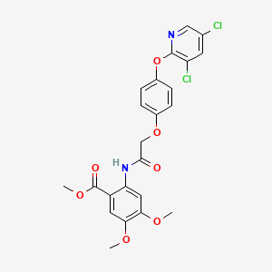 molecular formula C23H20Cl2N2O7 B4314621 METHYL 2-[(2-{4-[(3,5-DICHLORO-2-PYRIDYL)OXY]PHENOXY}ACETYL)AMINO]-4,5-DIMETHOXYBENZOATE 