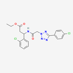 molecular formula C20H19Cl2N5O3 B4314655 ETHYL 3-(2-CHLOROPHENYL)-3-({2-[5-(4-CHLOROPHENYL)-2H-1,2,3,4-TETRAAZOL-2-YL]ACETYL}AMINO)PROPANOATE 