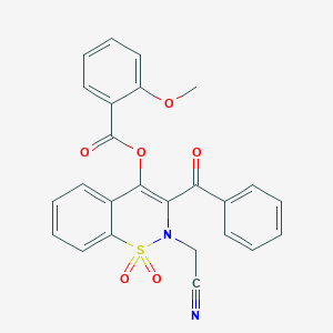 molecular formula C25H18N2O6S B431466 3-benzoyl-2-(cyanomethyl)-1,1-dioxido-2H-1,2-benzothiazin-4-yl 2-methoxybenzoate 