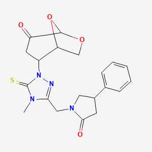 1-[[4-Methyl-1-(4-oxo-6,8-dioxabicyclo[3.2.1]octan-2-yl)-5-sulfanylidene-1,2,4-triazol-3-yl]methyl]-4-phenylpyrrolidin-2-one