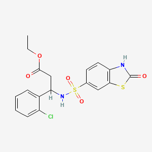 ETHYL 3-(2-CHLOROPHENYL)-3-(2-OXO-2,3-DIHYDRO-1,3-BENZOTHIAZOLE-6-SULFONAMIDO)PROPANOATE