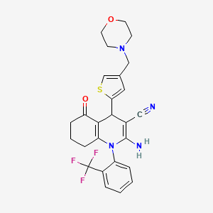 molecular formula C26H25F3N4O2S B4314767 2-AMINO-4-[4-(MORPHOLINOMETHYL)-2-THIENYL]-5-OXO-1-[2-(TRIFLUOROMETHYL)PHENYL]-1,4,5,6,7,8-HEXAHYDRO-3-QUINOLINECARBONITRILE 