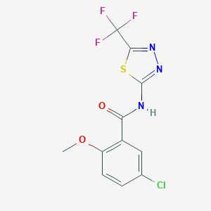 molecular formula C11H7ClF3N3O2S B431477 5-chloro-2-methoxy-N-[5-(trifluoromethyl)-1,3,4-thiadiazol-2-yl]benzamide 