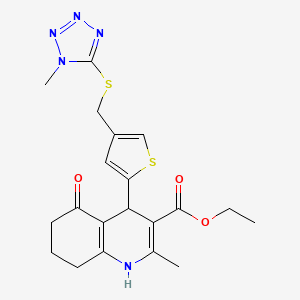 ETHYL 2-METHYL-4-(4-{[(1-METHYL-1H-1,2,3,4-TETRAZOL-5-YL)SULFANYL]METHYL}THIOPHEN-2-YL)-5-OXO-1,4,5,6,7,8-HEXAHYDROQUINOLINE-3-CARBOXYLATE